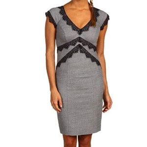 Rebecca Taylor Grey Shift Dress w Lace Detail